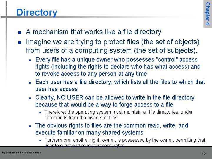 n n Chapter 4 Directory A mechanism that works like a file directory Imagine n n Chapter 4 Directory A mechanism that works like a file directory Imagine