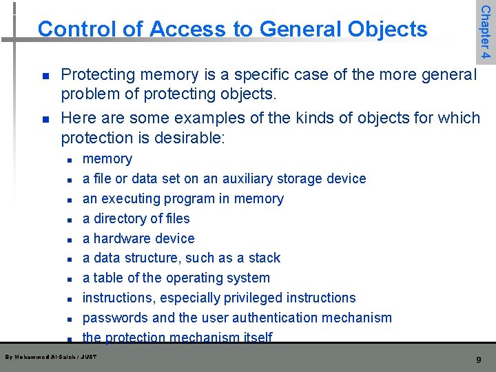 n n Chapter 4 Control of Access to General Objects Protecting memory is a n n Chapter 4 Control of Access to General Objects Protecting memory is a