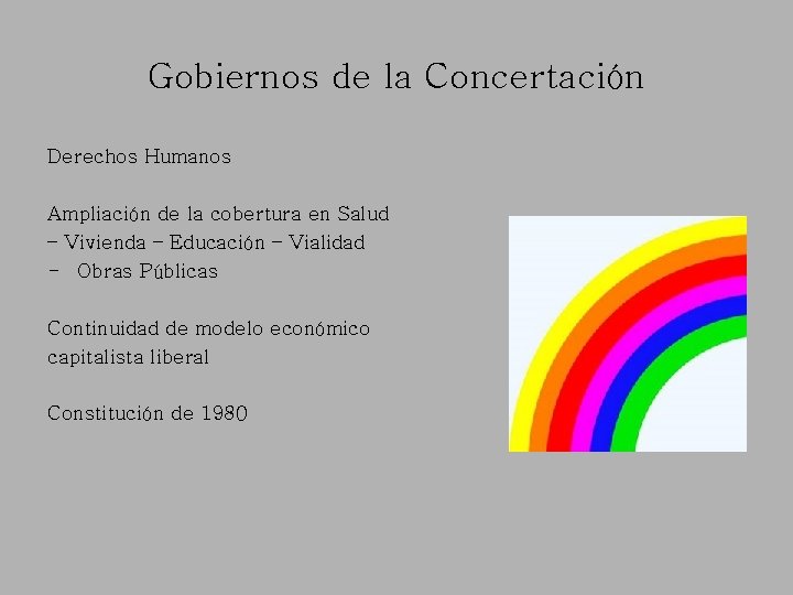 Gobiernos de la Concertación Derechos Humanos Ampliación de la cobertura en Salud – Vivienda