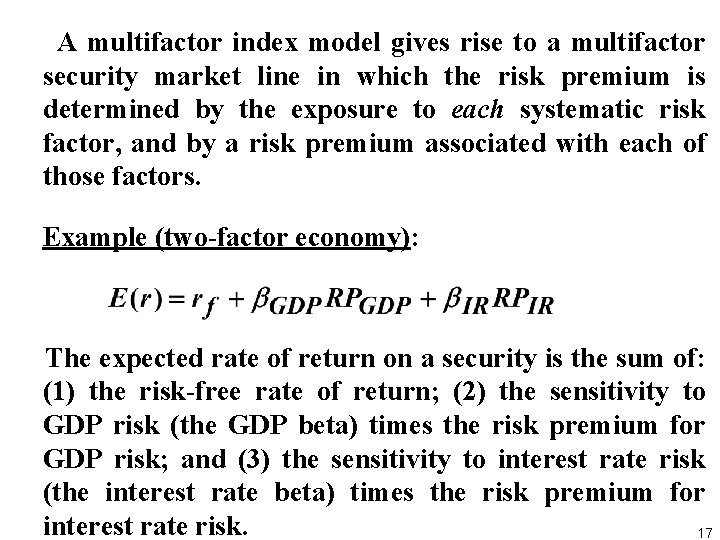 Topic 5 Ch 10 Arbitrage Pricing Theory Apt