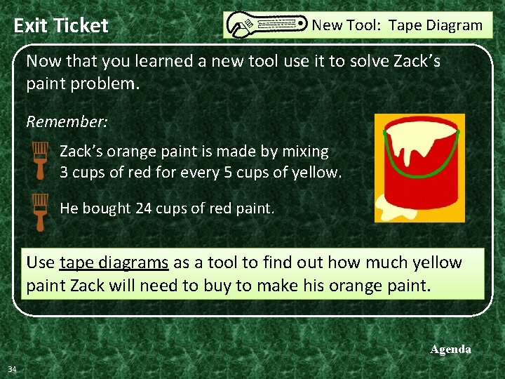 Exit Ticket New Tool: Tape Diagram Now that you learned a new tool use