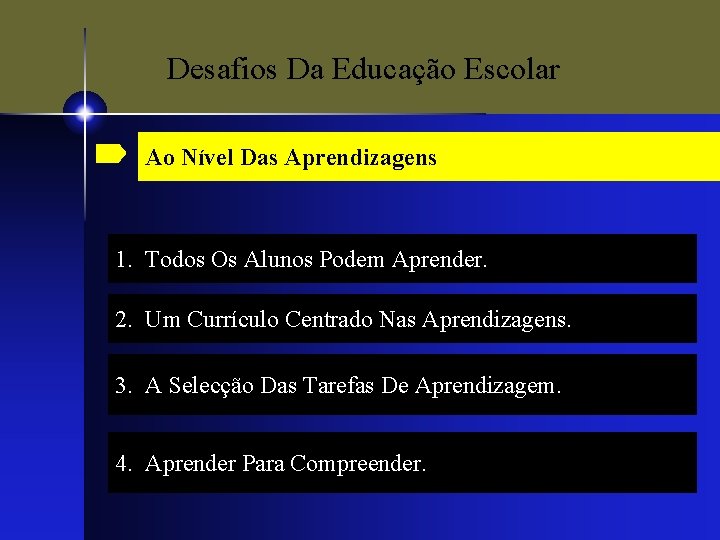 Desafios Da Educação Escolar Ao Nível Das Aprendizagens 1. Todos Os Alunos Podem Aprender.
