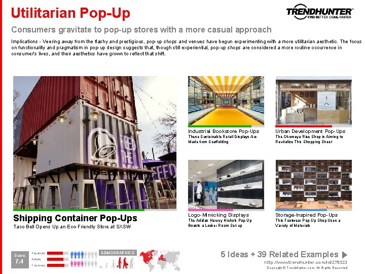 Utilitarian Pop-Up Consumers gravitate to pop-up stores with a more casual approach Implications -