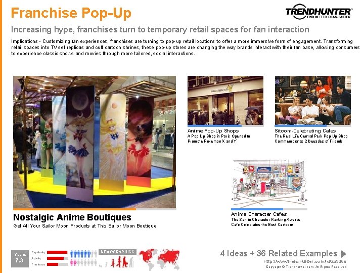 Franchise Pop-Up Increasing hype, franchises turn to temporary retail spaces for fan interaction Implications