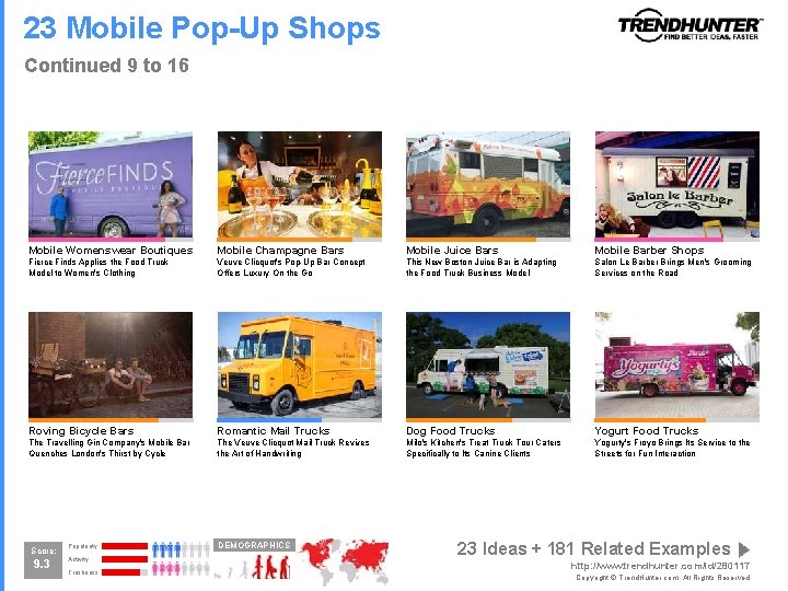 23 Mobile Pop-Up Shops Continued 9 to 16 Mobile Womenswear Boutiques Mobile Champagne Bars