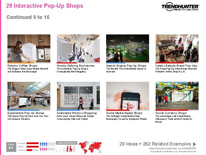 29 Interactive Pop-Up Shops Continued 9 to 16 Robotic Coffee Shops Gravity-Defying Bookstores Search