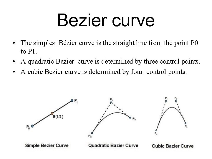 Bezier curve • The simplest Bézier curve is the straight line from the point