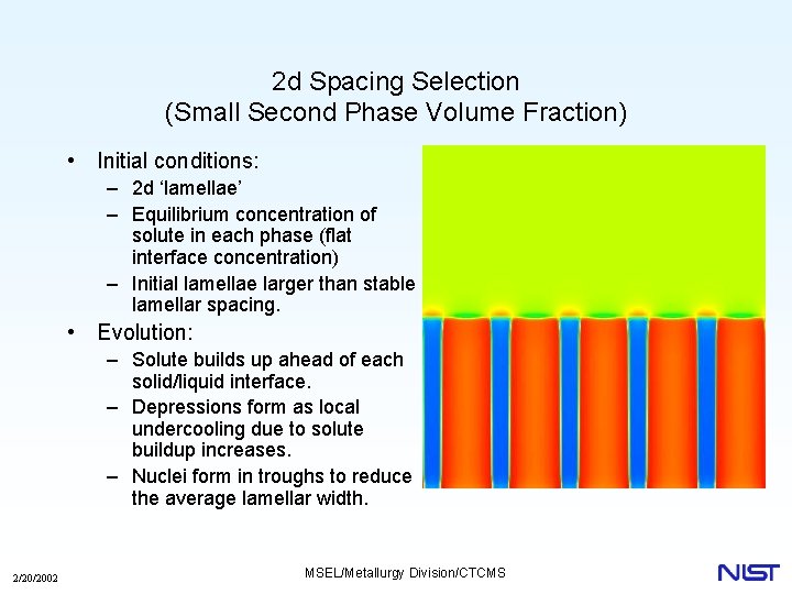 2 d Spacing Selection (Small Second Phase Volume Fraction) • Initial conditions: – 2