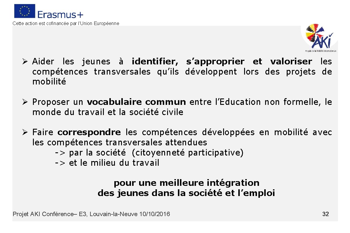 Cette action est cofinancée par l’Union Européenne Ø Aider les jeunes à identifier, s’approprier