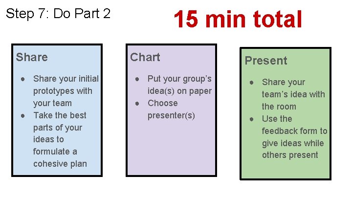 Step 7: Do Part 2 Share ● Share your initial prototypes with your team