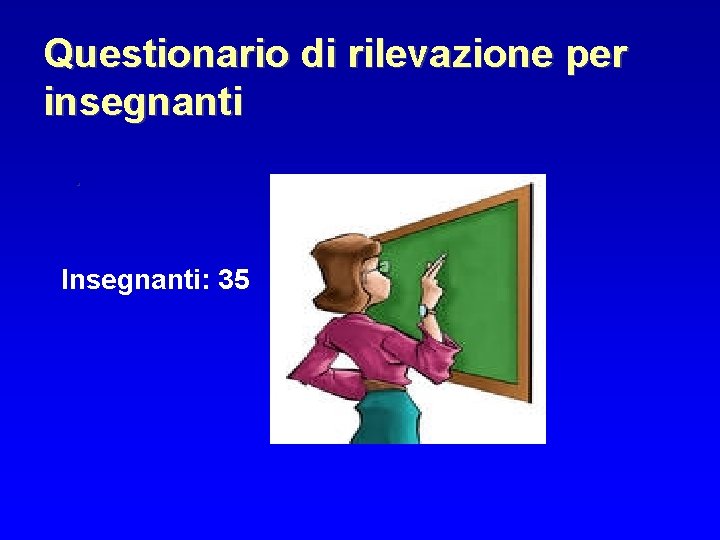 Questionario di rilevazione per insegnanti. Insegnanti: 35 