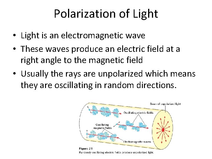 Polarization of Light • Light is an electromagnetic wave • These waves produce an Polarization of Light • Light is an electromagnetic wave • These waves produce an