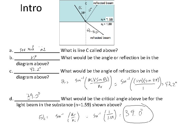 Intro a. _________ What is line C called above? b. _________ What would be Intro a. _________ What is line C called above? b. _________ What would be