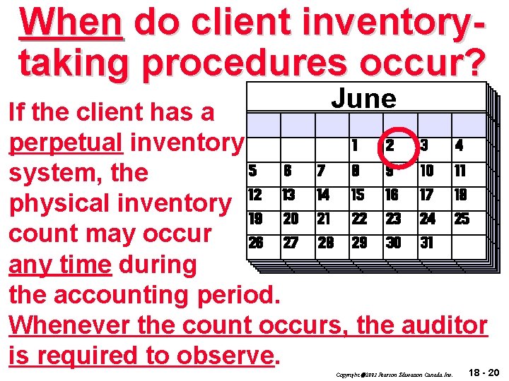 When do client inventorytaking procedures occur? June If the client has a perpetual inventory