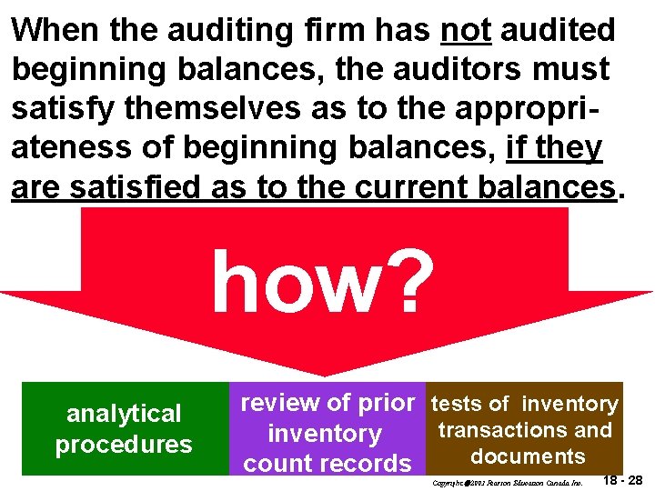 When the auditing firm has not audited beginning balances, the auditors must satisfy themselves