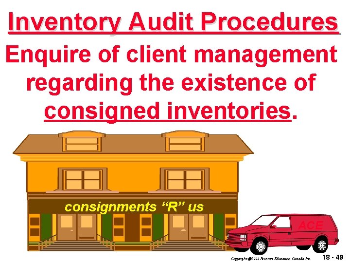 Inventory Audit Procedures Enquire of client management regarding the existence of consigned inventories. consignments