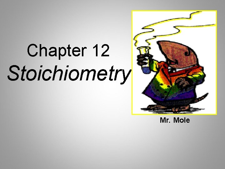 Chapter 12 Stoichiometry Mr. Mole 