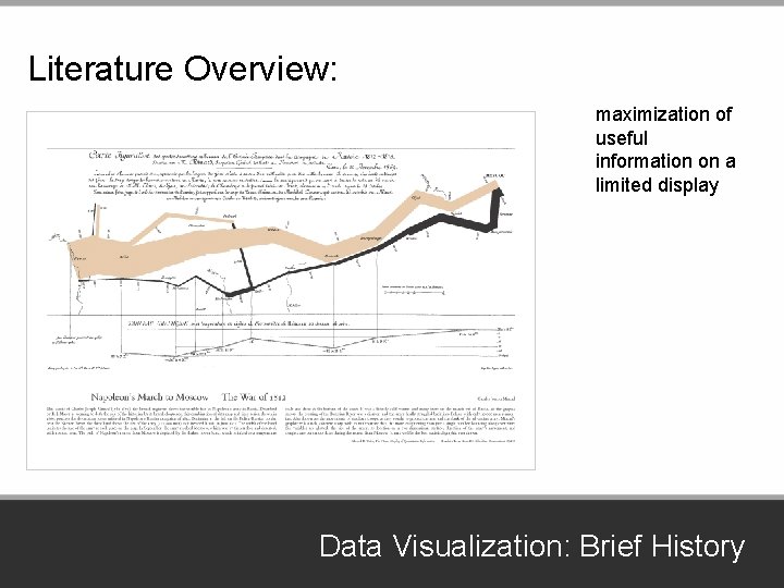 Literature Overview: maximization of useful information on a limited display Data Visualization: Brief History