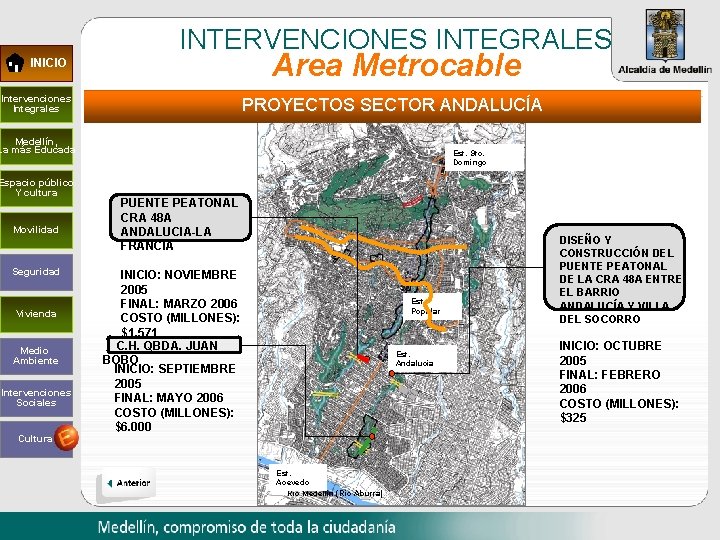 INTERVENCIONES INTEGRALES Area Metrocable INICIO Intervenciones Integrales PROYECTOS SECTOR ANDALUCÍA Medellín, La más Educada