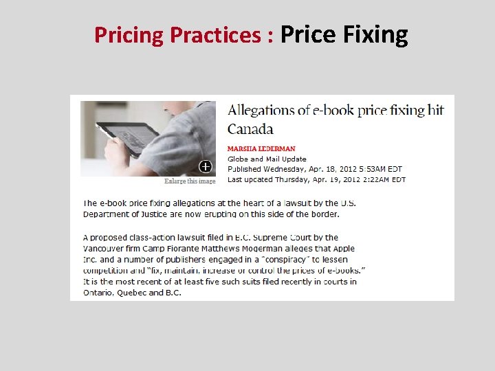Pricing Practices : Price Fixing 