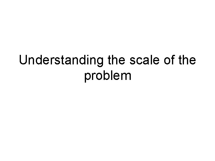 Understanding the scale of the problem 