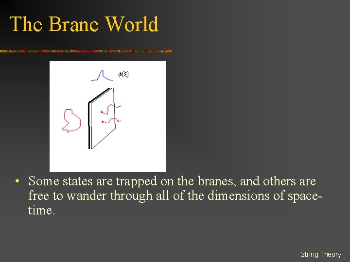 The Brane World • Some states are trapped on the branes, and others are