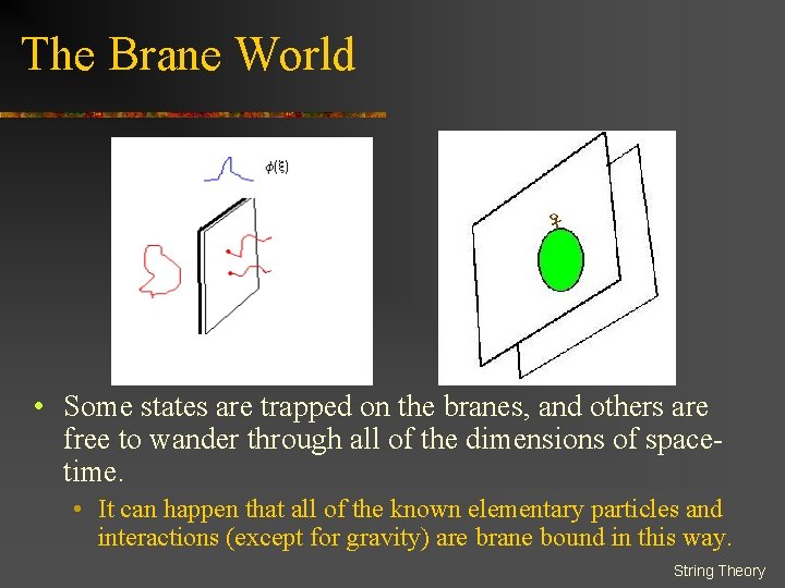 The Brane World • Some states are trapped on the branes, and others are