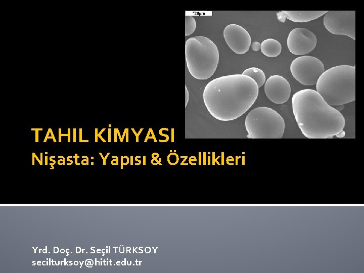 TAHIL KİMYASI Nişasta: Yapısı & Özellikleri Yrd. Doç. Dr. Seçil TÜRKSOY secilturksoy@hitit. edu. tr