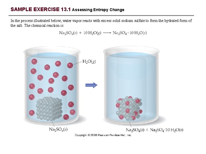 SAMPLE EXERCISE 13. 1 Assessing Entropy Change In the process illustrated below, water vapor
