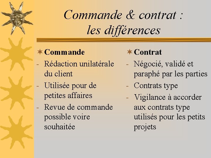 Commande & contrat : les différences ¬ Commande - Rédaction unilatérale du client -