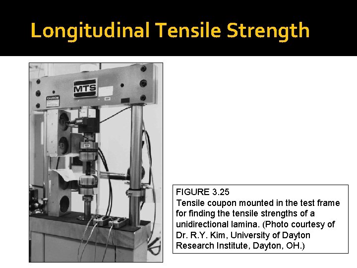 Longitudinal Tensile Strength FIGURE 3. 25 Tensile coupon mounted in the test frame for