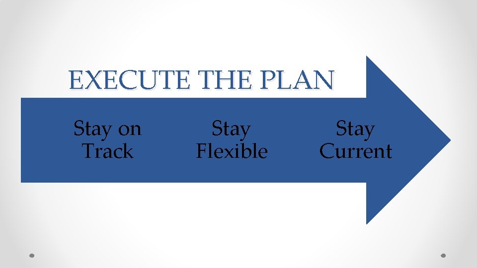 EXECUTE THE PLAN Stay on Track Stay Flexible Stay Current 