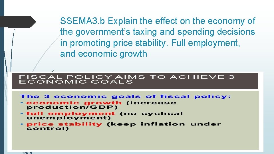 SSEMA 3. b Explain the effect on the economy of the government’s taxing and