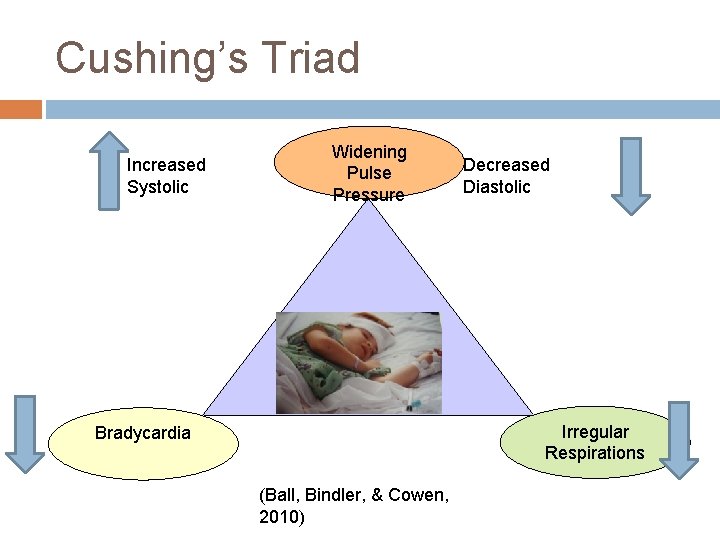 Cushing’s Triad Increased Systolic Widening Pulse Pressure Decreased Diastolic Irregular Respirations Bradycardia (Ball, Bindler, Cushing’s Triad Increased Systolic Widening Pulse Pressure Decreased Diastolic Irregular Respirations Bradycardia (Ball, Bindler,