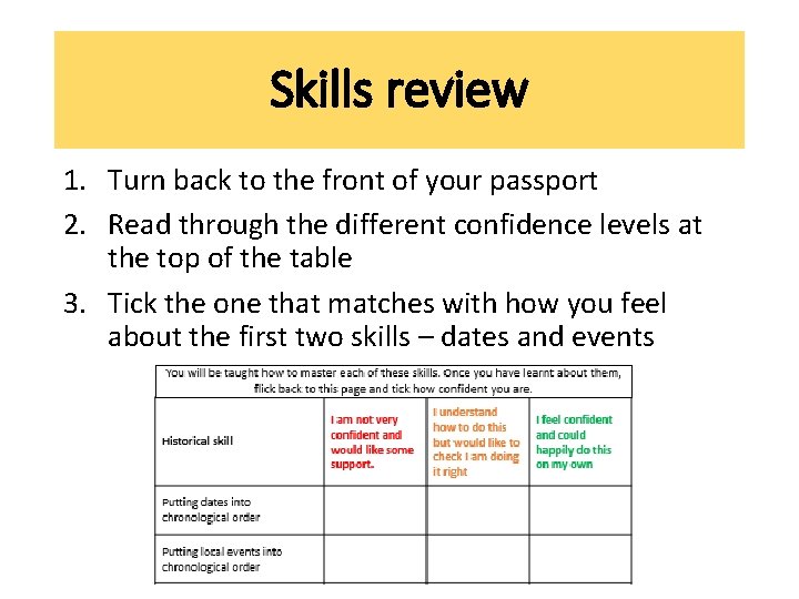 Skills review 1. Turn back to the front of your passport 2. Read through Skills review 1. Turn back to the front of your passport 2. Read through