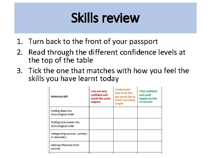 Skills review 1. Turn back to the front of your passport 2. Read through Skills review 1. Turn back to the front of your passport 2. Read through