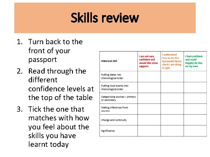 Skills review 1. Turn back to the front of your passport 2. Read through Skills review 1. Turn back to the front of your passport 2. Read through