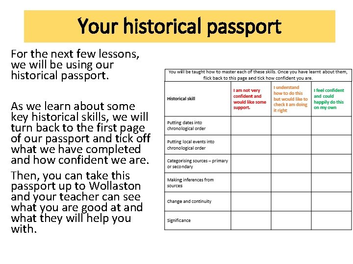 Your historical passport For the next few lessons, we will be using our historical Your historical passport For the next few lessons, we will be using our historical