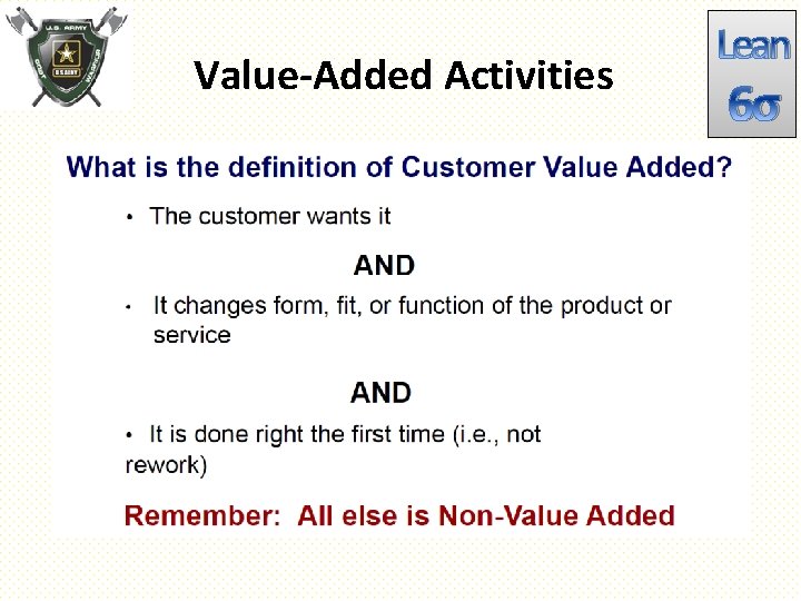 Value-Added Activities Lean 6σ 