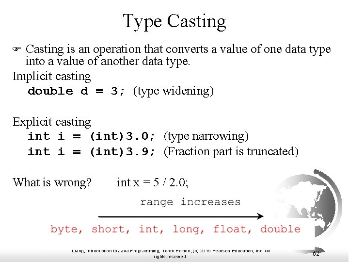 Type Casting is an operation that converts a value of one data type into Type Casting is an operation that converts a value of one data type into