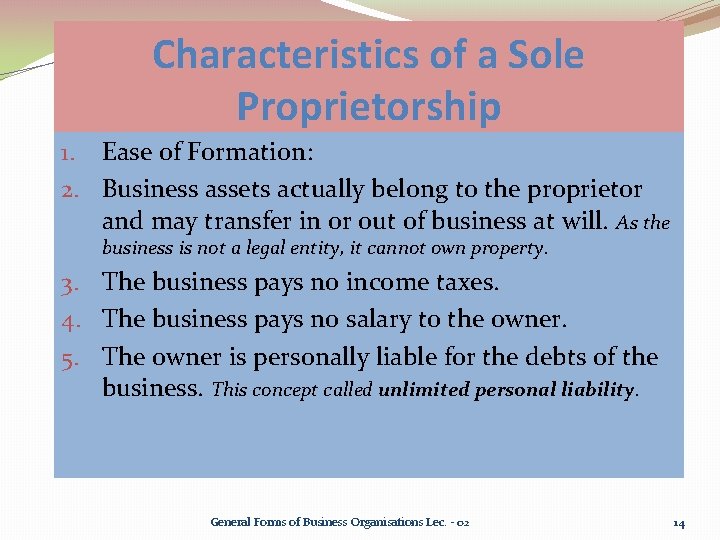 General Forms Of Business Organisations Lec 02 1