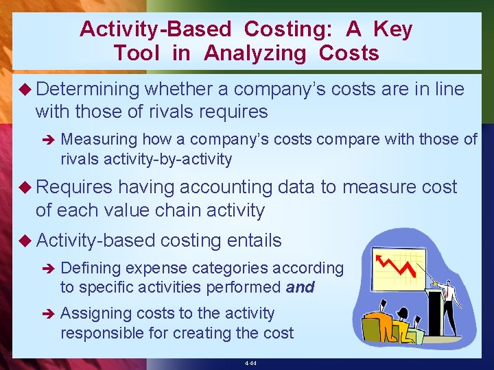 Activity-Based Costing: A Key Tool in Analyzing Costs u Determining whether a company’s costs