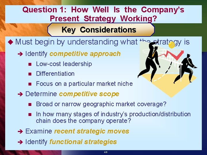 Question 1: How Well Is the Company’s Present Strategy Working? Key Considerations u Must