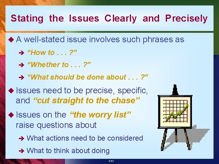 Stating the Issues Clearly and Precisely u. A well-stated issue involves such phrases as