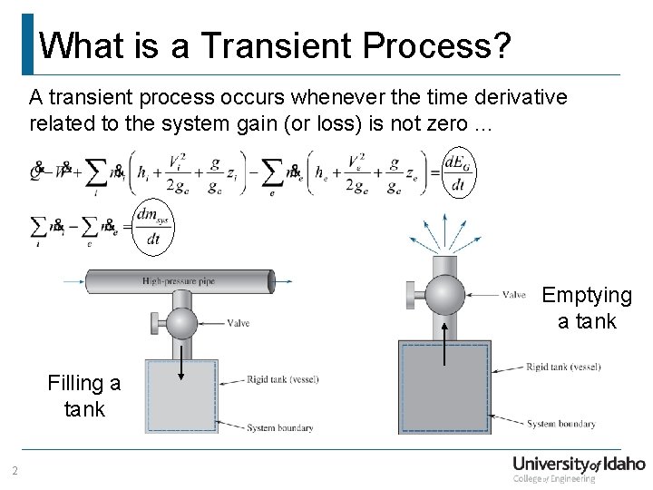 What is a Transient Process? A transient process occurs whenever the time derivative related