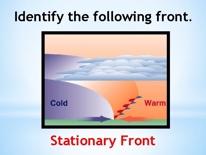 Identify the following front. Stationary Front 