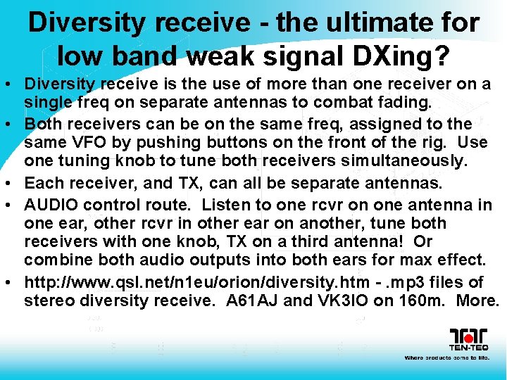 Diversity receive - the ultimate for low band weak signal DXing? • Diversity receive