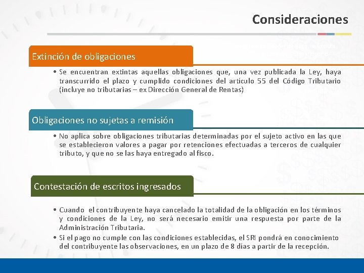 Consideraciones Extinción de obligaciones Deudas con facilidades de pago, se imputa lo cancelado al