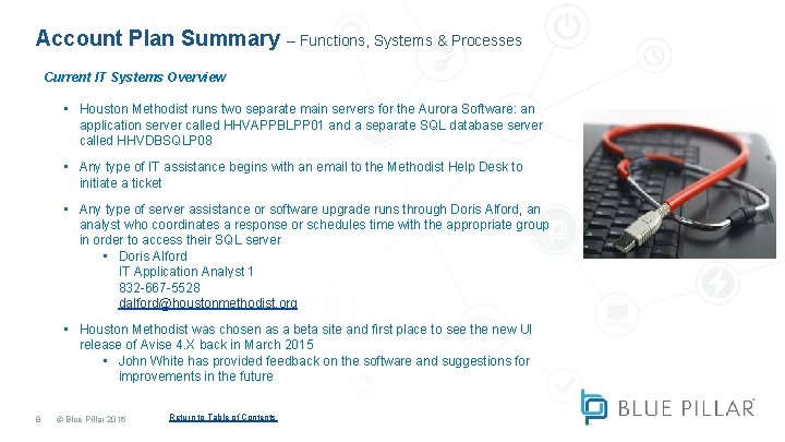 Account Plan Summary – Functions, Systems & Processes Current IT Systems Overview • Houston Account Plan Summary – Functions, Systems & Processes Current IT Systems Overview • Houston