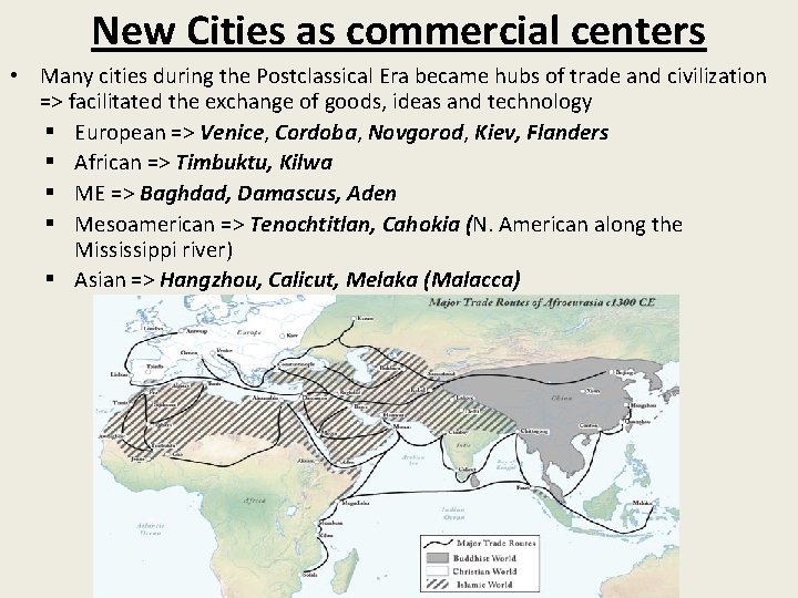 New Cities as commercial centers • Many cities during the Postclassical Era became hubs